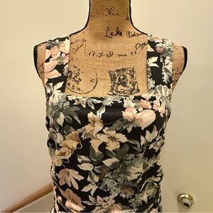 Maurices Black and Cream Floral Midi Dress